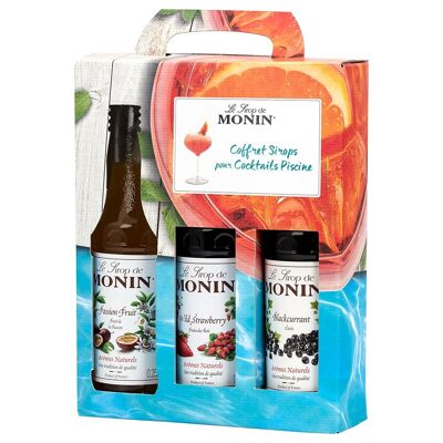 Caja regalo MONIN Swimming Pool para cócteles y limonada - Sabores naturales - 3x25cl