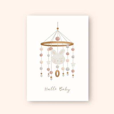 Birth card "Mobile" A6 card baby congratulations on his birthday