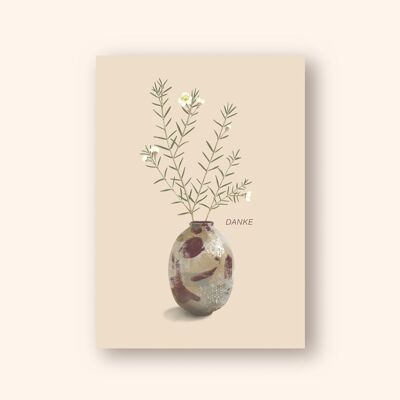 Carte avec fleurs en wax "Merci" Carte de remerciement A6 Dites merci