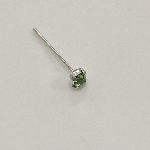 Sterling Silver Nose Stud with Green Emerald Gemstone