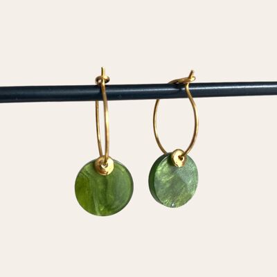 Earrings | Circle green