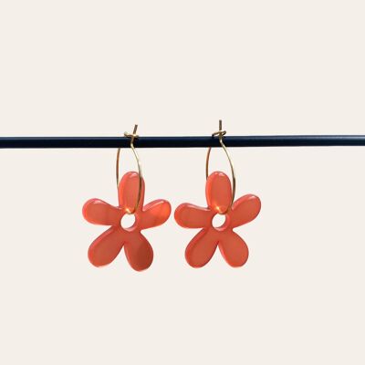 Earrings | orange flower