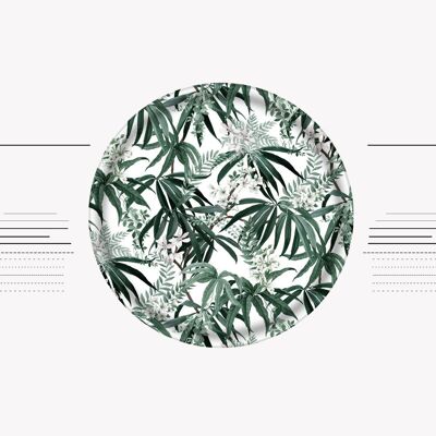 X ROUND TROPICAL FLOWER laminated wood serving tray