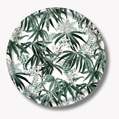 X ROUND TROPICAL FLOWER laminated wood serving tray
