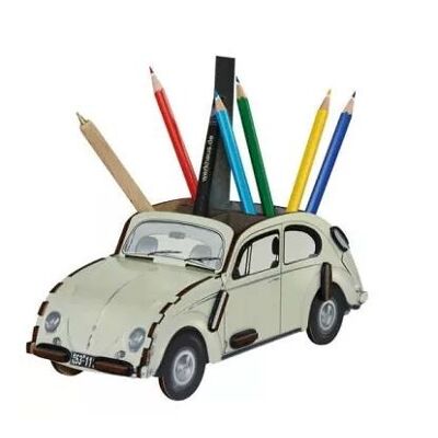 Pencil box VW Beetle - beige made of wood