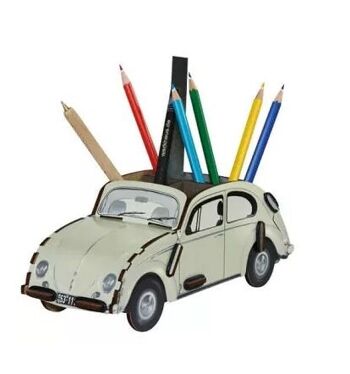 Boîte à crayons VW Coccinelle - beige en bois