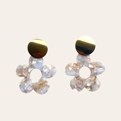 Earrings | Nude flower marble