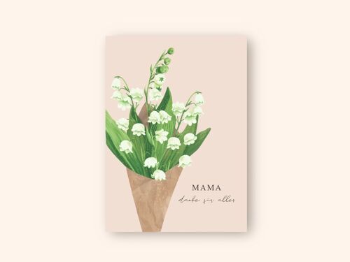 Karte zum Muttertag mit "Maiglöckchen" A6 Muttertagskarte Grüße Mama