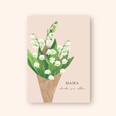 Karte zum Muttertag mit "Maiglöckchen" A6 Muttertagskarte Grüße Mama