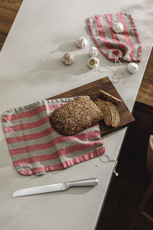 Bread keeper bag / Pink stripes 20x30cm