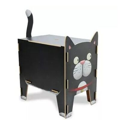 Tabouret à quatre pieds - chat en bois