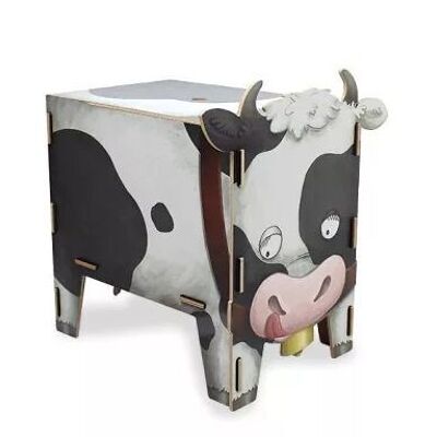 Tabouret à quatre pieds - vache en bois