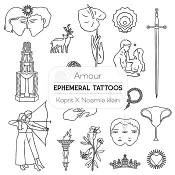 Tatuajes Temporales - Amor - 18 tatuajes temporales + 1 ilustración 2