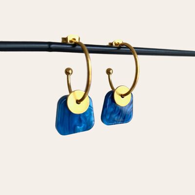 Earrings | trapezium blue