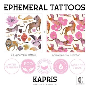 Tatuajes temporales - Jardín Dorado - 16 tatuajes temporales + 1 ilustración 4
