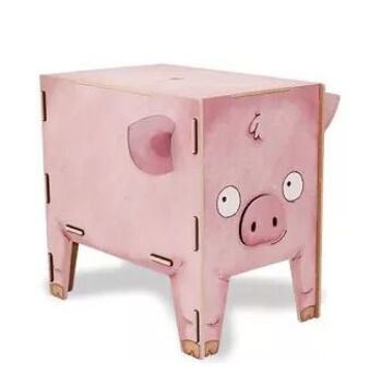 Tabouret à quatre pieds - cochon en bois 1