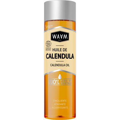 WAAM Cosmetics – Huile végétale de Calendula Bio – 100% pure et naturelle – Première pression à froid – Huile apaisante, nourrissante et régénérante – Pour Bébé et Maman – 75ml