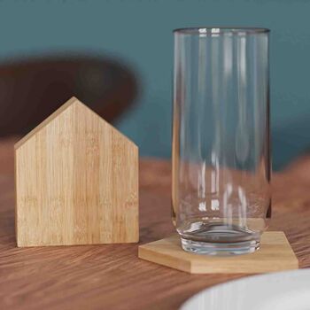 Sous-verres de maison | Ensemble de 4 sous-verres magnétiques en bambou durable 7