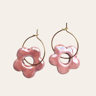 Boucles d'oreilles | fleur grecque rose