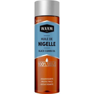 WAAM Cosmetics – Nigella-Pflanzenöl – 100 % rein und natürlich – erste Kaltpressung – reinigendes Öl für Haut und Haar – Akne und reife Haut – Haarwuchs – 75 ml