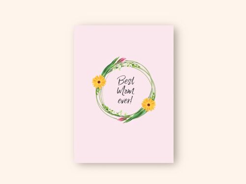 Muttertagskarte "Blumenkranz" A6 Karte zum Muttertag Grüße für Mama