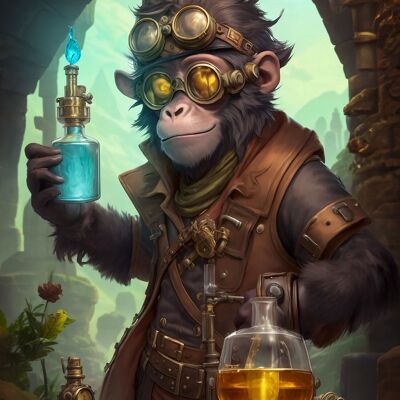 Monkey steampunk alchemist