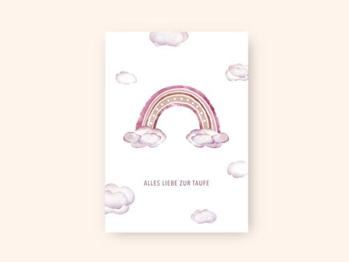 Taufkarte "Regenbogen" A6 Taufe Mädchen oder Junge