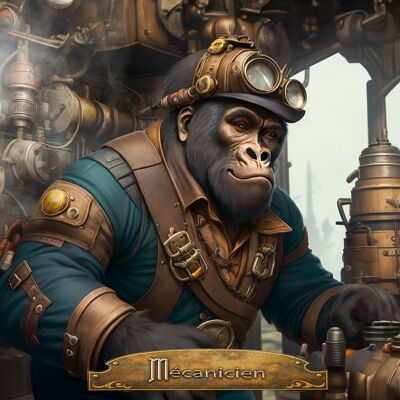 Conductor de tren gorila steampunk