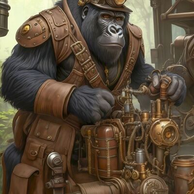 gorila mecánico steampunk