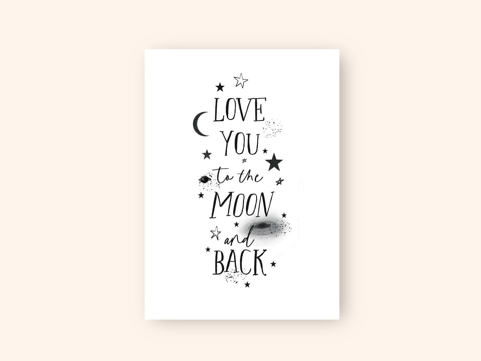 Valentine's card "Love you to the moon and back" A6 card for Valentine's Day, greetings from girlfriend