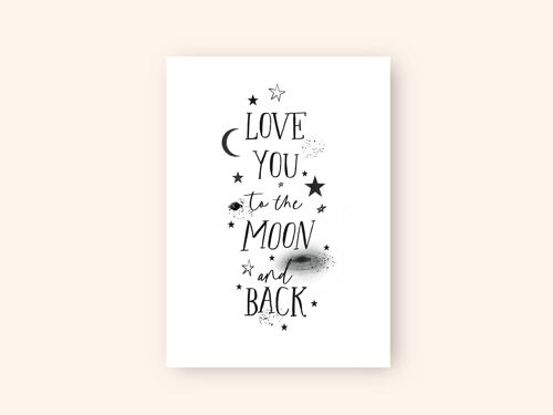 Valentinskarte "Love you to the moon and back" A6 Karte zum Valentinstag Liebesgrüße Freundin