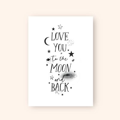 Valentine's card "Love you to the moon and back" A6 card for Valentine's Day, greetings from girlfriend