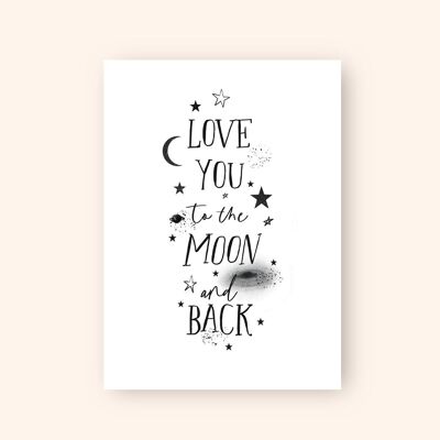 Valentinskarte "Love you to the moon and back" A6 Karte zum Valentinstag Liebesgrüße Freundin