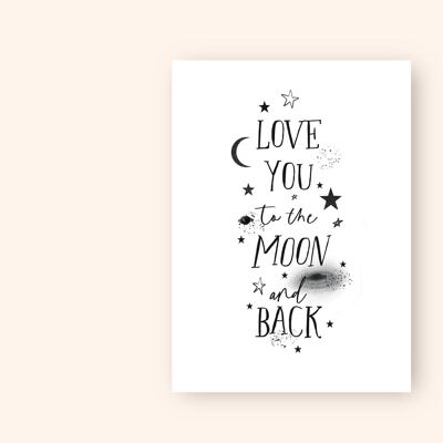 Valentinskarte "Love you to the moon and back" A6 Karte zum Valentinstag Liebesgrüße Freundin