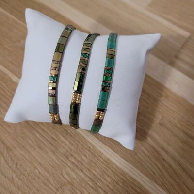 TILA - 3 bracelets - Bijoux - vert et khaki -  cadeaux - Fête des grands-mères