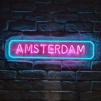 OHNO Woonaccessoires Neon Sign - Amsterdam - Neon Verlichting - Blauw