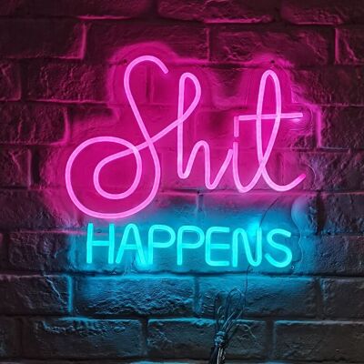 OHNO Woonaccessoires Neon Sign - Shit Happens - Neon Verlichting - Roze