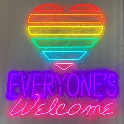 OHNO Woonaccessoires Neon Sign - Everyone's Welcome - Neon Verlichting - Paars