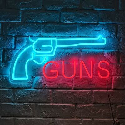 OHNO Woonaccessoires Neon Sign - Guns - Neon Verlichting - Blauw