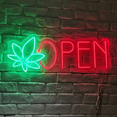 OHNO Woonaccessoires Neon Sign - Cannabis Open - Neon Verlichting - Groen