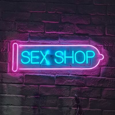 OHNO Woonaccessoires Neon Sign - Sex Shop 2 - Neon Verlichting - Blauw