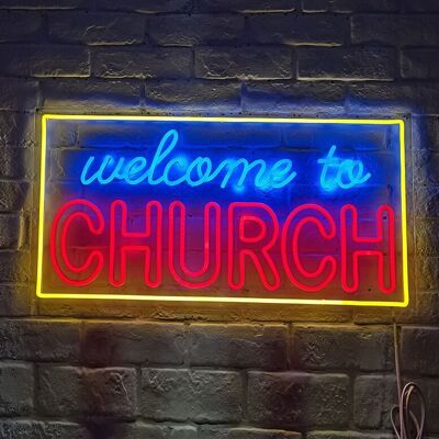 OHNO Woonaccessoires Neon Sign - Welcome to Church - Neon Verlichting - Rood