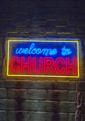 OHNO Home accessories Enseigne au néon - Bienvenue à l'église - Éclairage au néon - Rouge 1