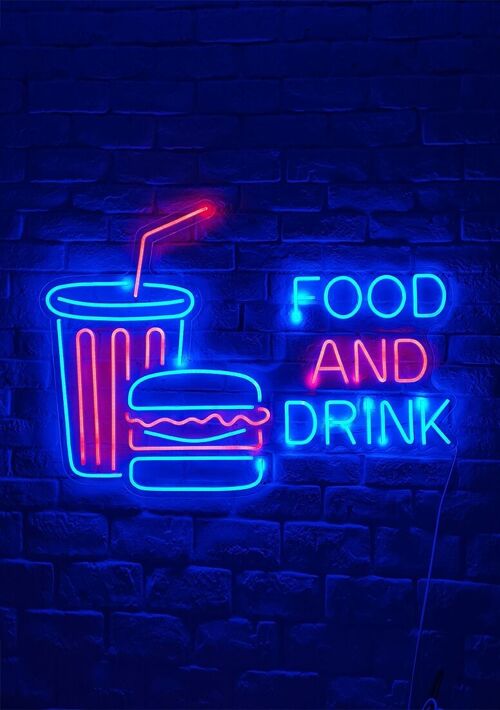 OHNO Woonaccessoires Neon Sign - Food Drinks - Neon Verlichting - Blauw