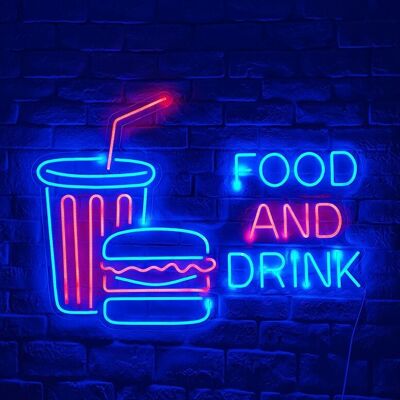OHNO Woonaccessoires Neon Sign - Food Drinks - Neon Verlichting - Blauw