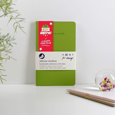 Weihnachten Medium Journal aus recyceltem Leder - Grün