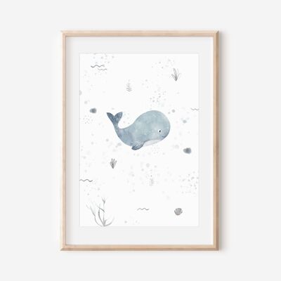 Poster children's poster "Whale" A4 and A3 poster children's room poster gift boy or girl poster children's poster baby Christmas