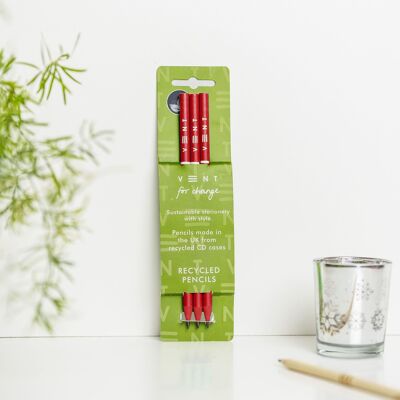 Christmas Recycled CD Case Pencil Pack Red - Limited Edition