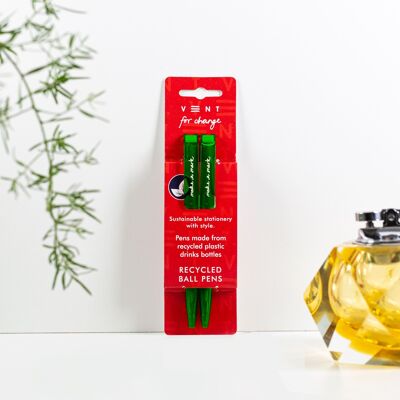 Confezione di penne natalizie riciclate verde - Edizioni limitate