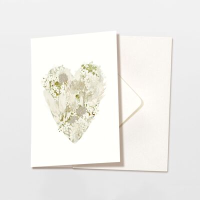 Folded card with envelope Blumenherz dried flowers cream, FSC certified